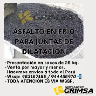 ASFALTO EN FRIO PARA JUNTAS SACOS DE 25 KILOS 