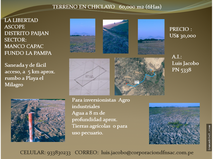 Venta Terreno para Uso Agricola en Paijan, Chiclayo.