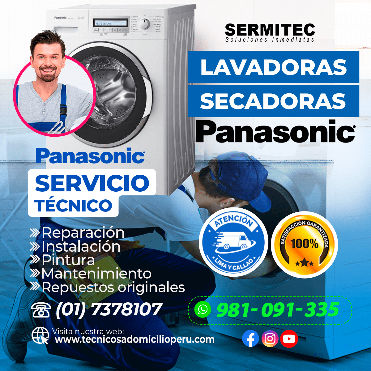 REPARACION DE LAVADORAS PANASONIC -  981091335 BELLAVISTA-CALLAO