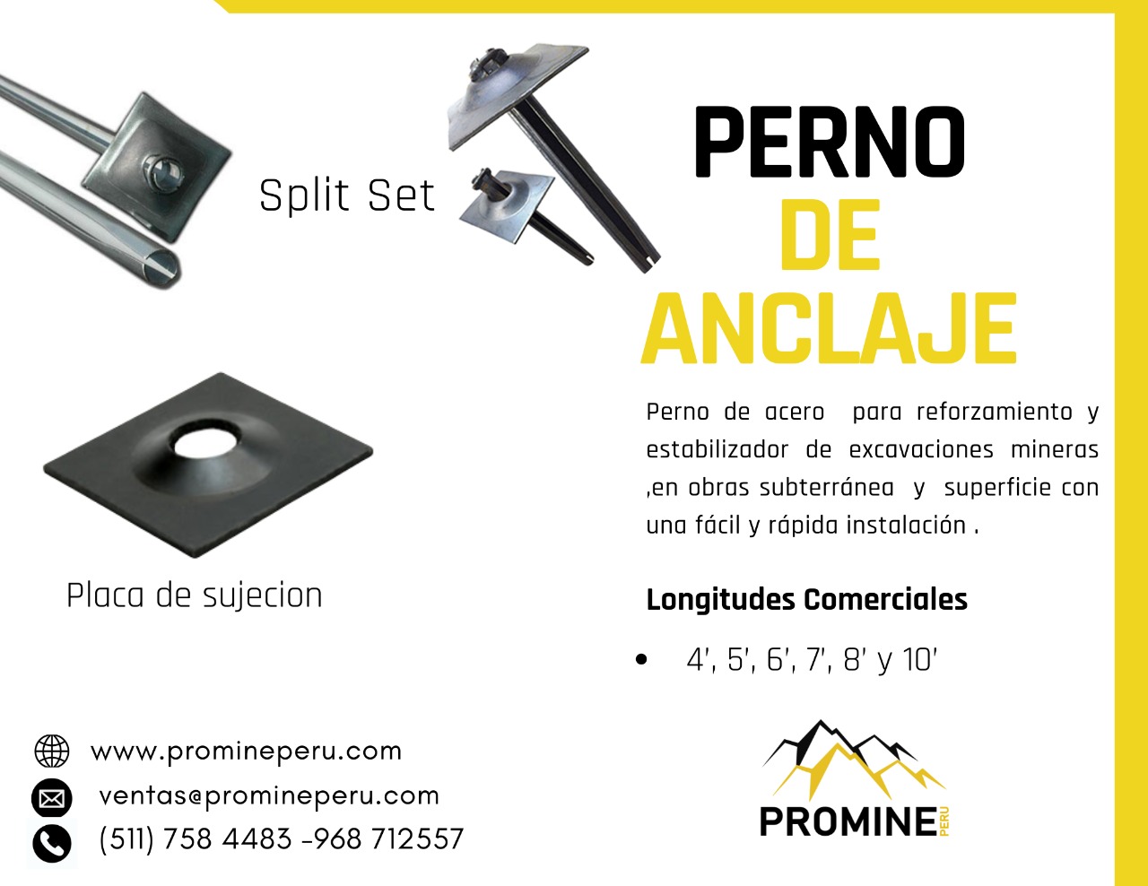 PERNOS HELIODIALES Y PERNO SPLIT SET