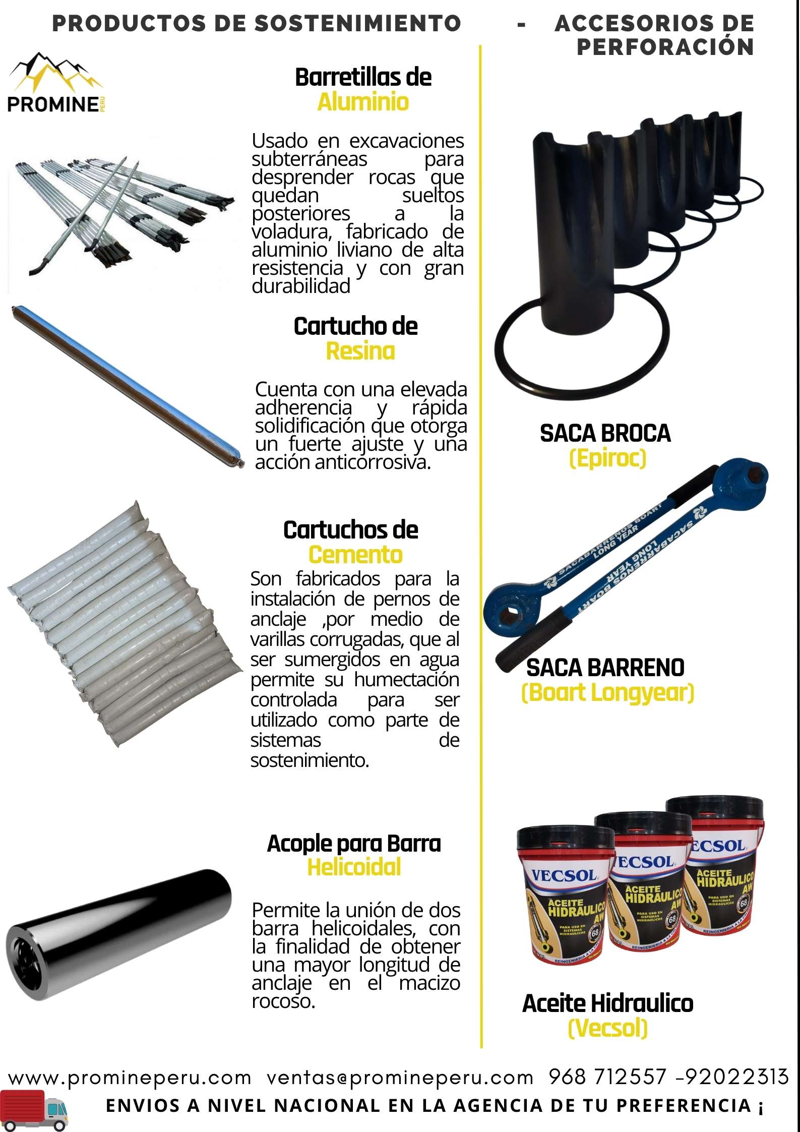 PRODUCTOS DE SOSTENIMIENTO Y PERFORACIÓN