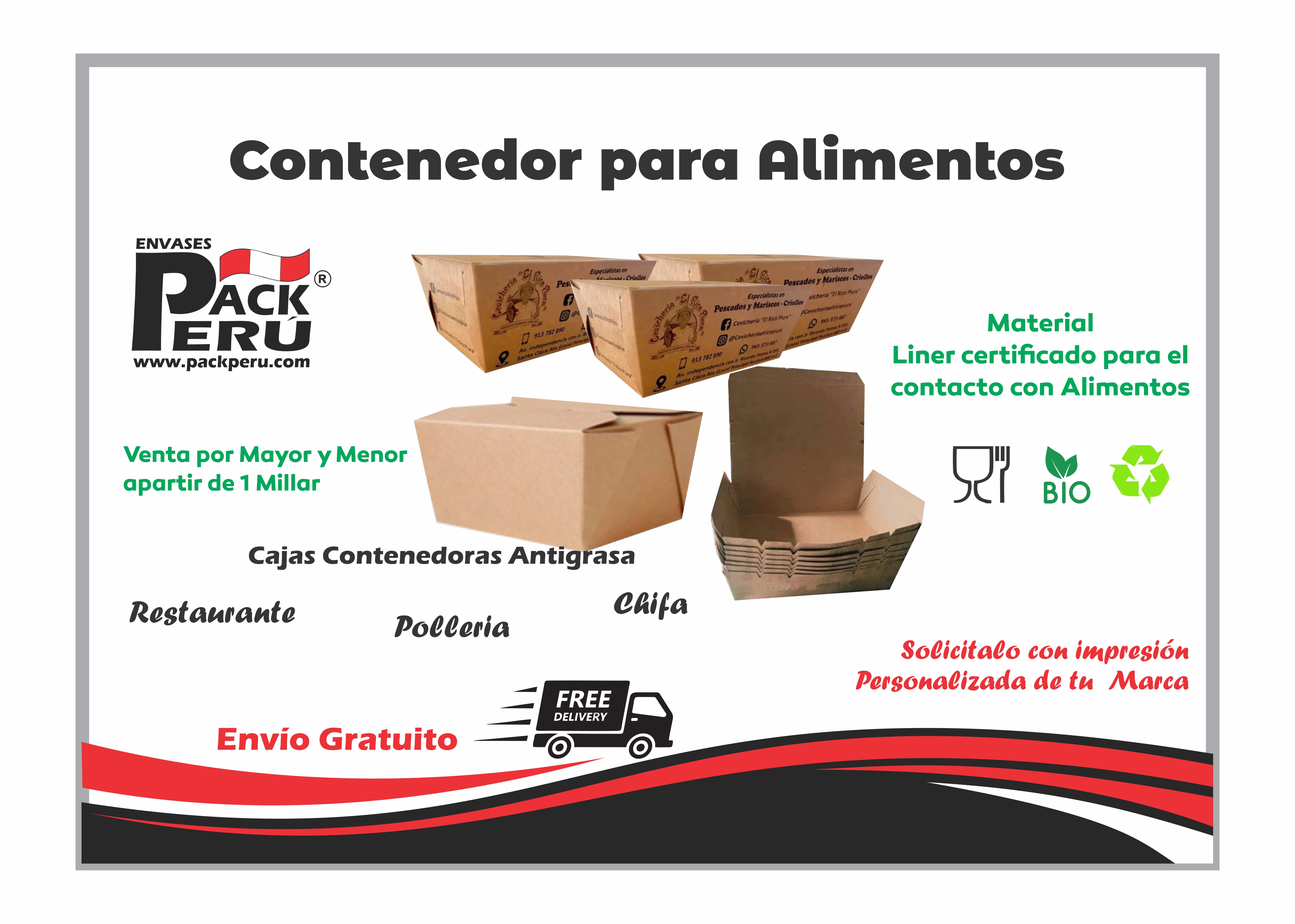 CAJA CONTENEDOR PARA DEPACHO Y DELIVERY DE RESTAURANTE