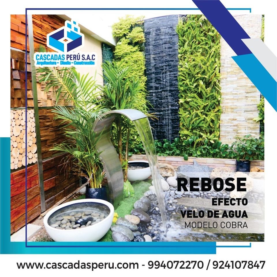 EBOSE CABEZA DE COBRA REBOSE ACERO INOXIDABLE VELO DE AGUA CASCADA PISCINA