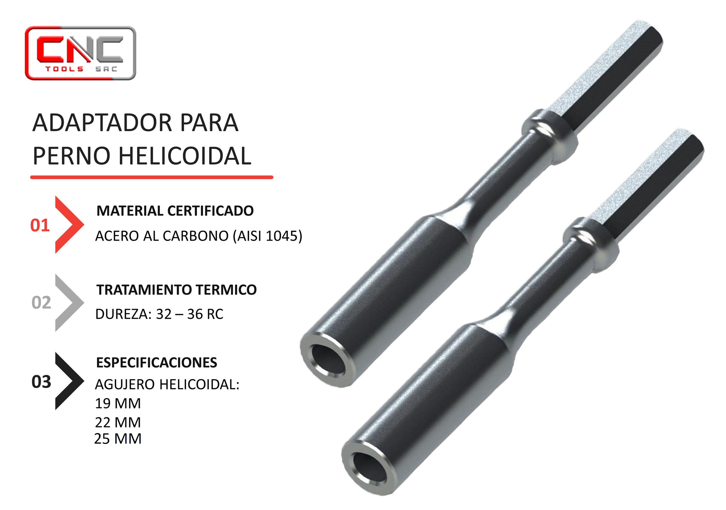 ADAPTADOR PARA P HELICOIDALES DE 19 22 y 25 mm C ESPIGA HEXAGONAL 