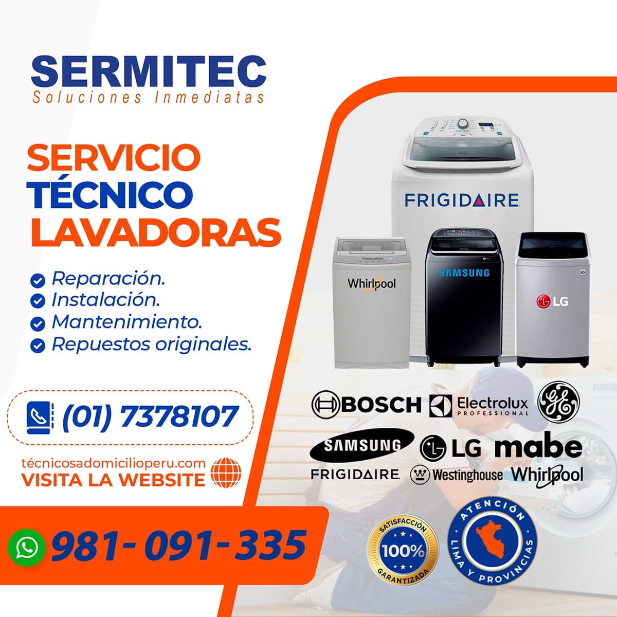 Aquí Soluciones técnicas a domicilio lavadoras 981091335