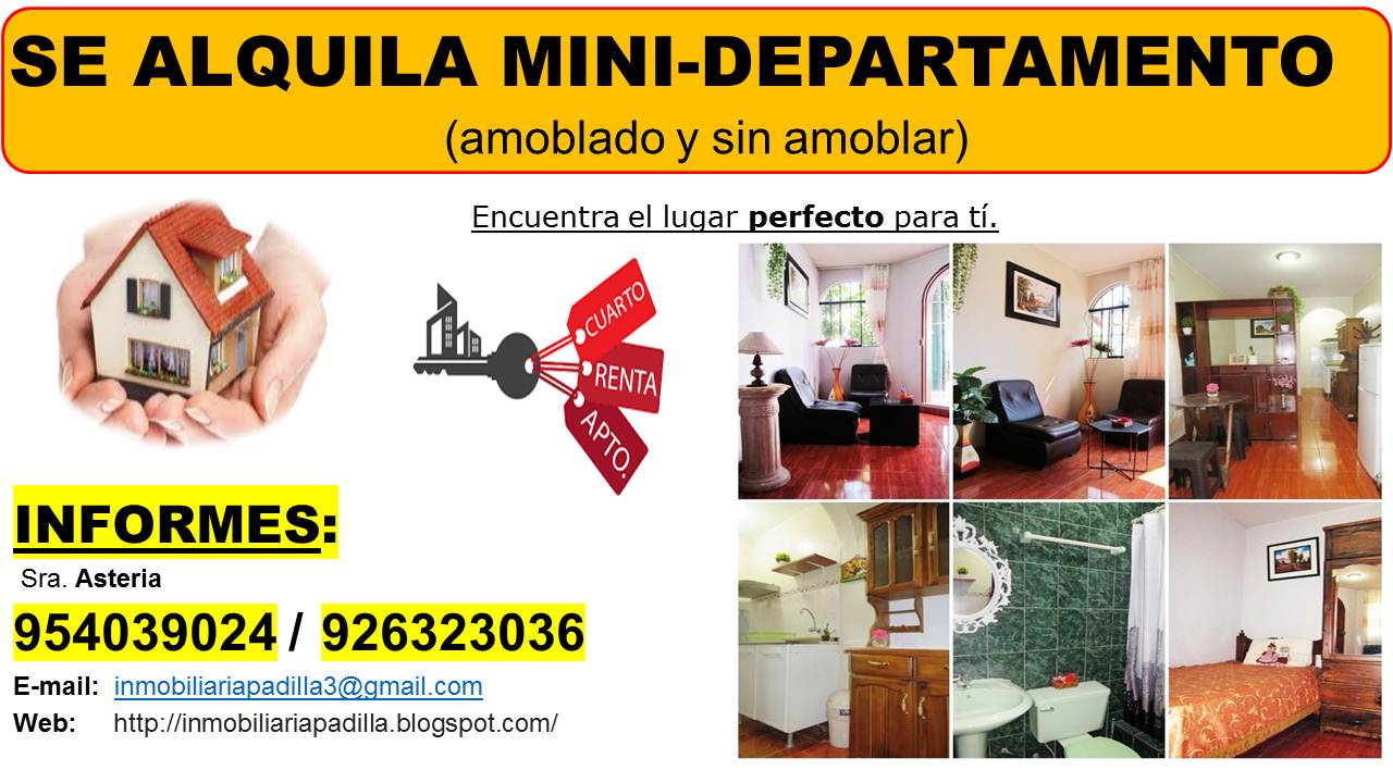 SE ALQUILA HERMOSO MINI-DEPARTAMENTO AMUEBLADO INDEPENDIENTE EN EL 1ER PISO EN SURCO 