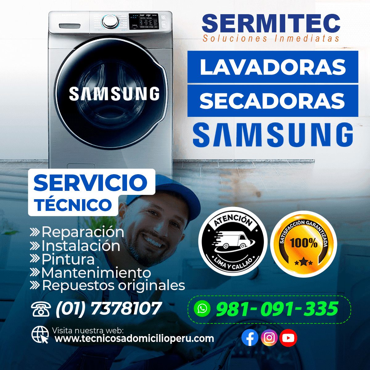 Personalized Linea Blanca Samsung_Servicio Tecnico_981091335-Villa El Salvador