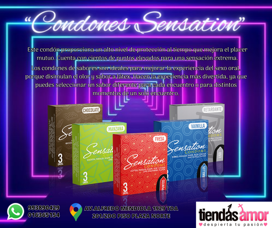 SEXSHOP PRESERVATIVOS SENSATION DESABORES Y RETADANTES