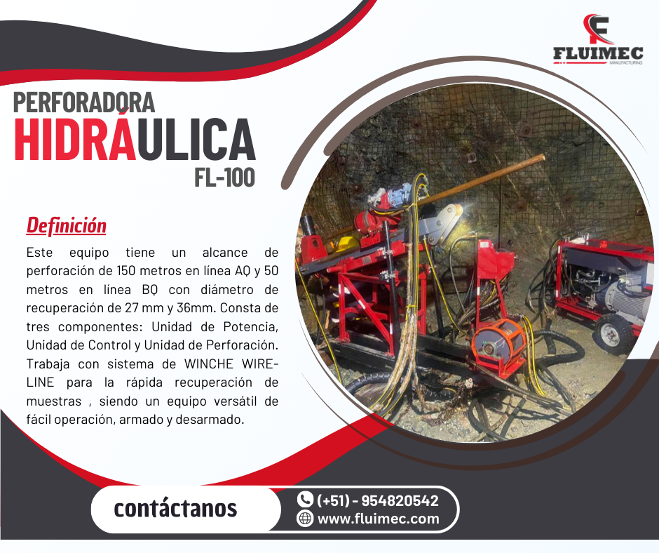 PERDORADORA DIAMANTINA FL-100 PARA RECUPERACION DE MUESTRAS DE MINERALES