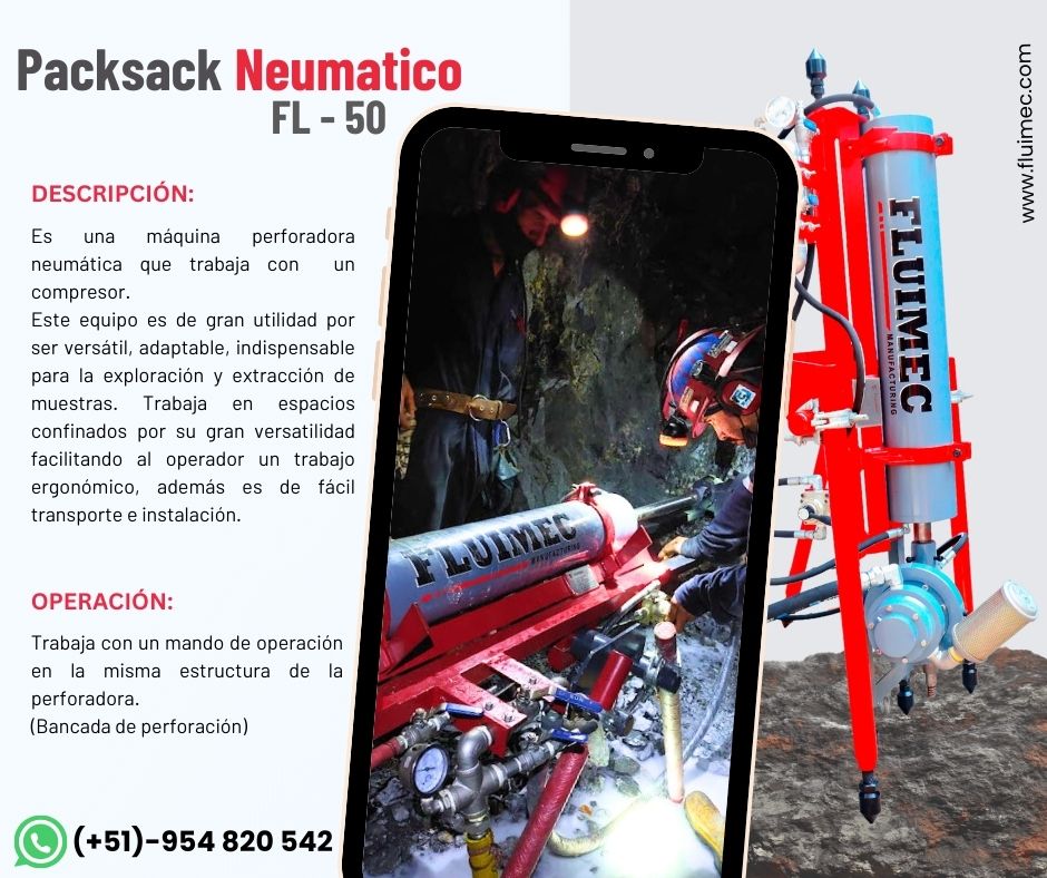 Packsack neumática fl-50 equipo versátil para extraer muestras