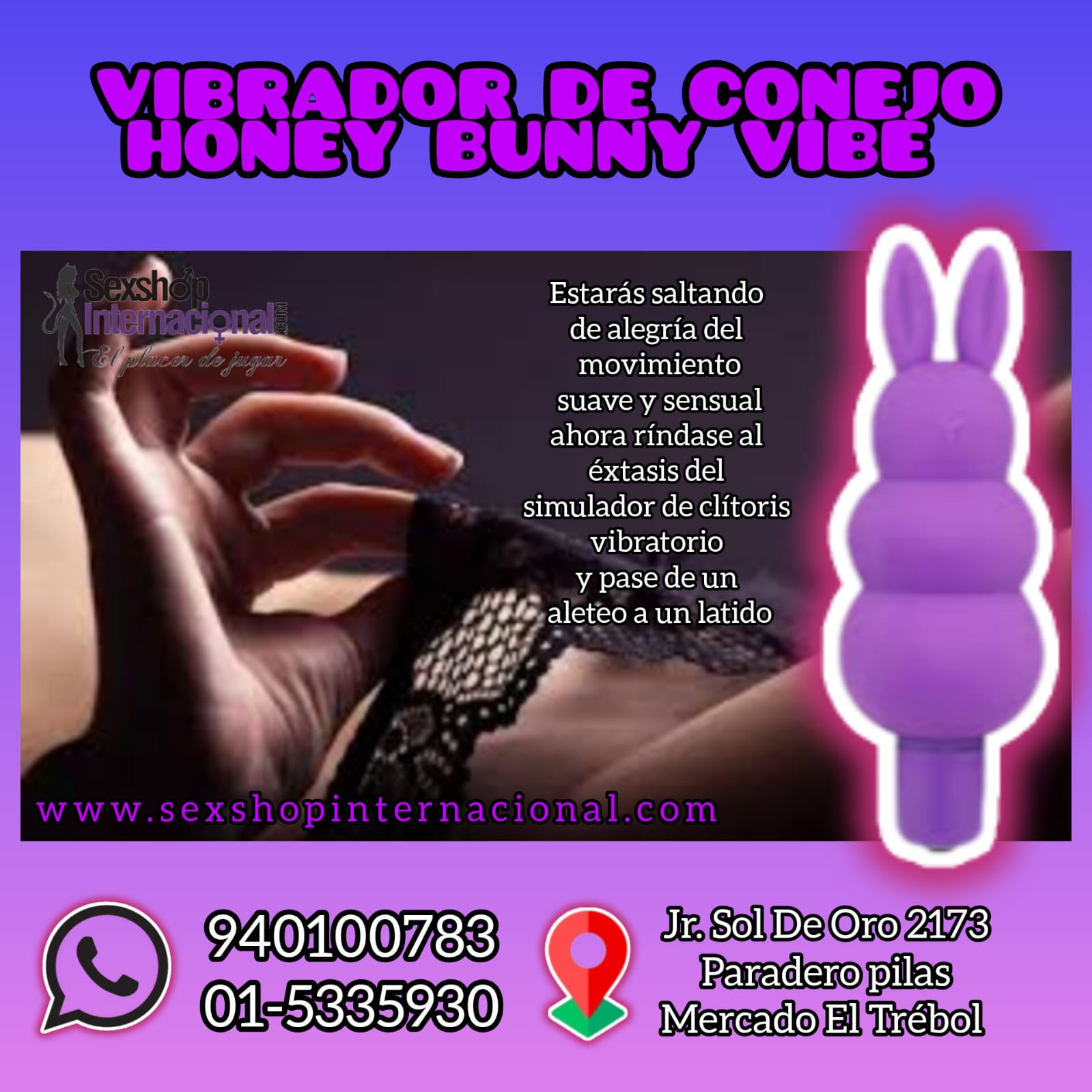 VIBRADOR DE CONEJO -Honey Bunny Vibe-SEXSHOP PLAZA NORTE.