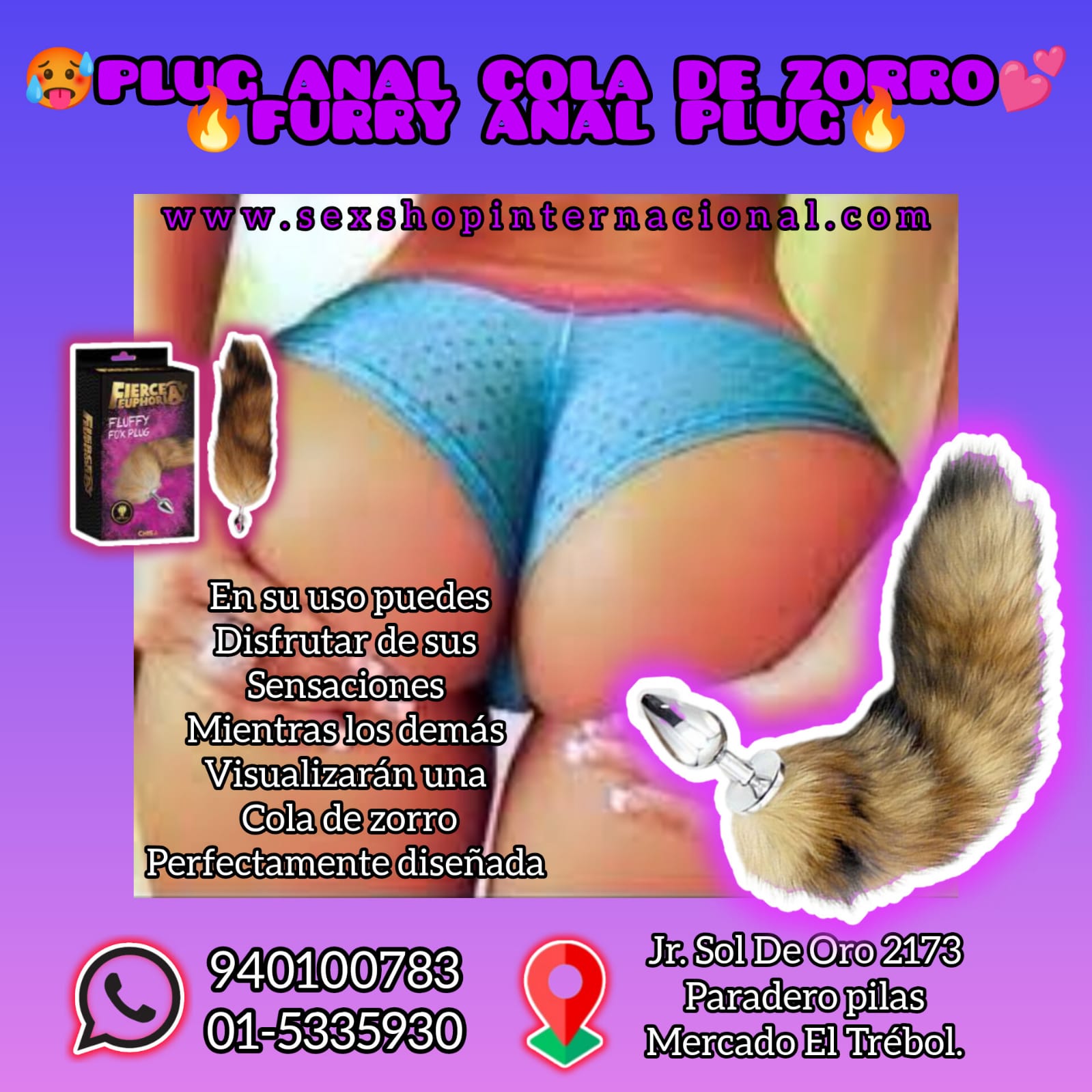 PLUG ANAL COLA DE ZORRO - SEXSHOP PLAZA NORTE.