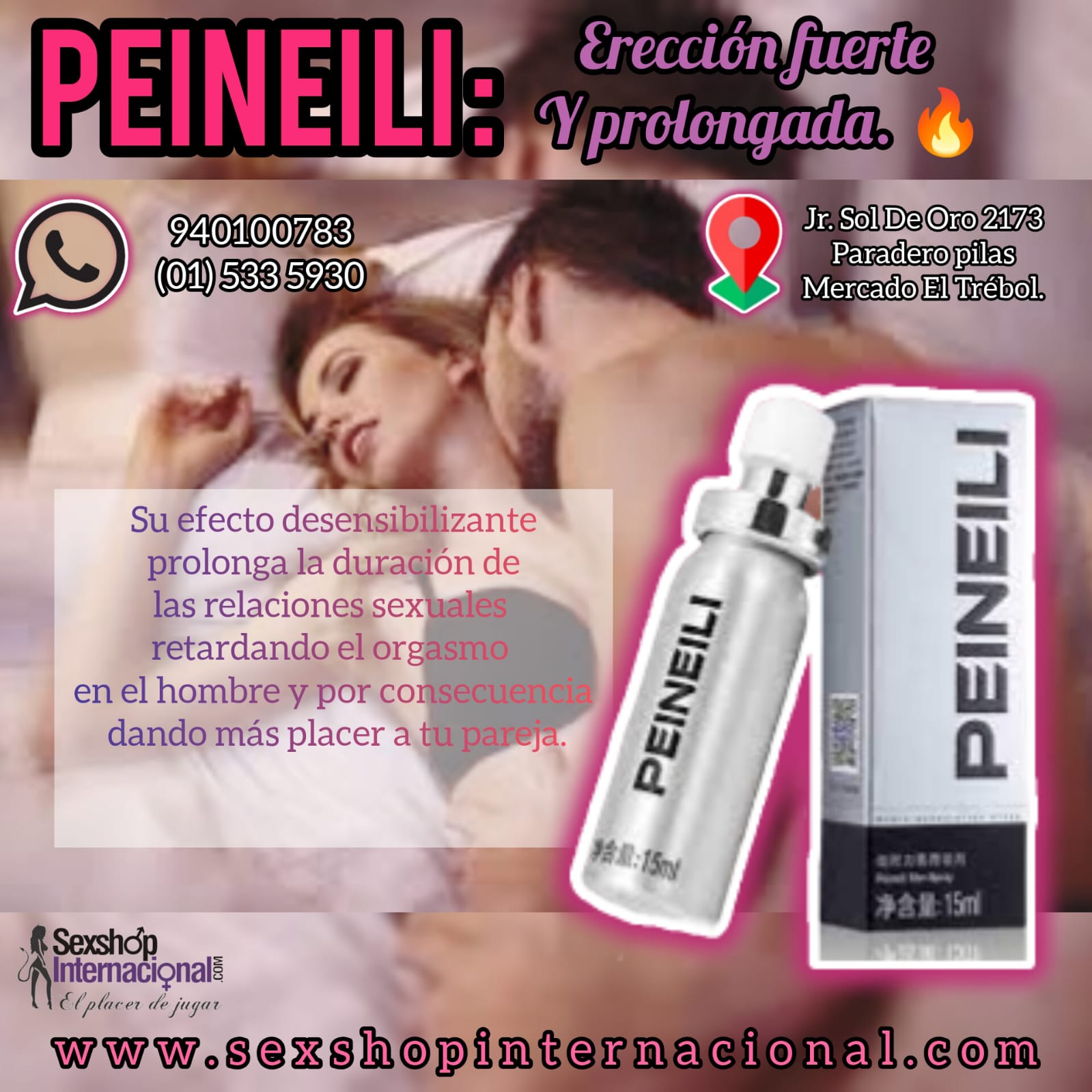 PEINEILI EL PLACER DE LA DURACION DEL SEXO - SEXSHOP PLAZA NORTE.