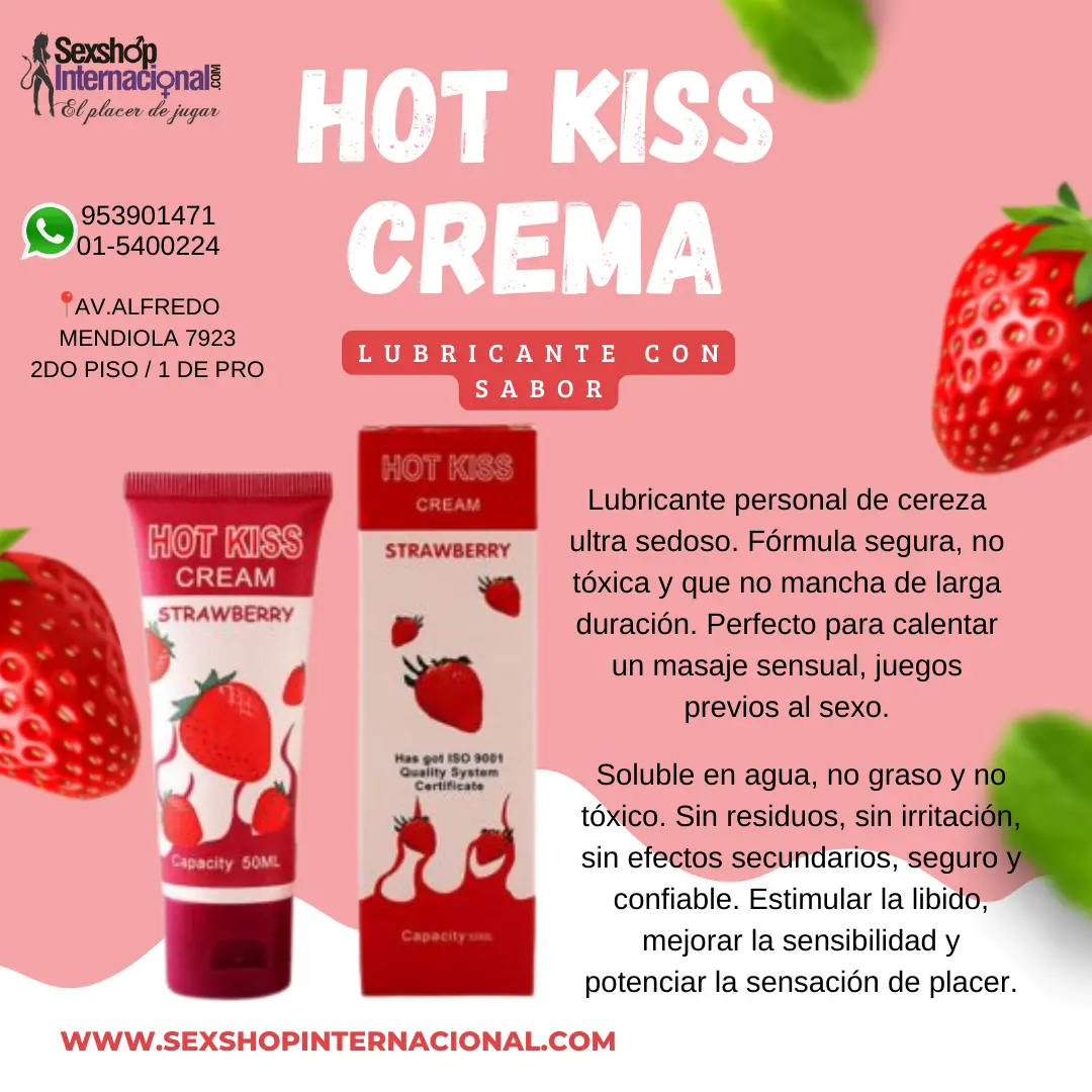  Hot Kiss Crema de Fresa Lubricante para Sexo -Anal-Vaginal