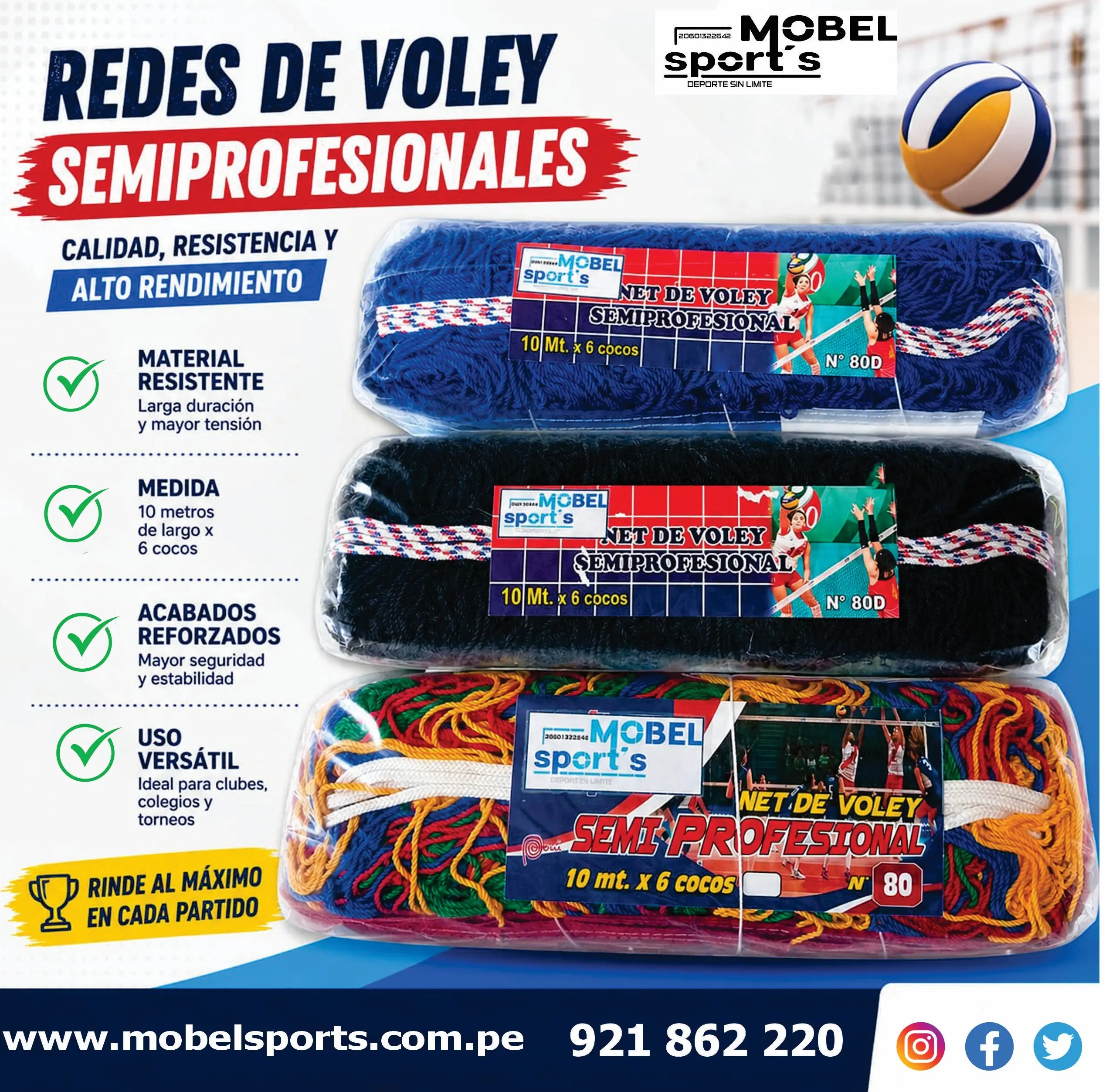 net de vóley oficial mobel sports