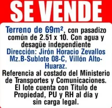 VENTA DE TERRENO EN HUARAZ-ANCASH